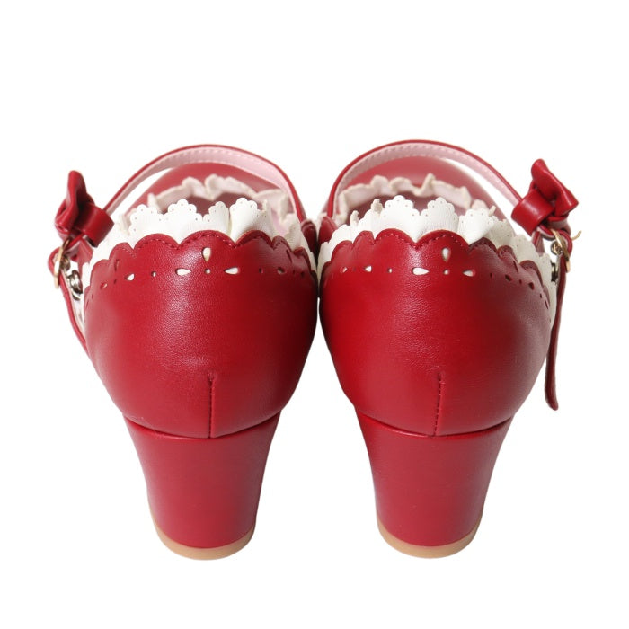 USED】【Sサイズ】マリィ・ワンストラップシューズ（red × white lace