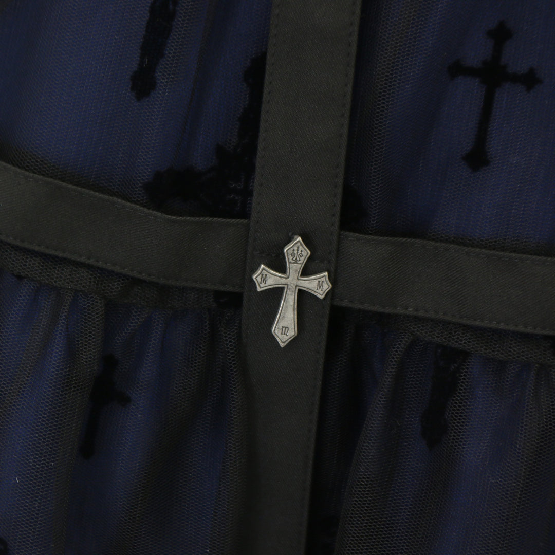 USED】十字架フロッキー鳥籠スカート（黒×青） | Moi-même-Moitié