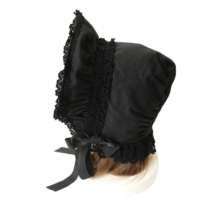 USED】トーションレースのフルボンネット（ブラック×ブラック） | BABY
