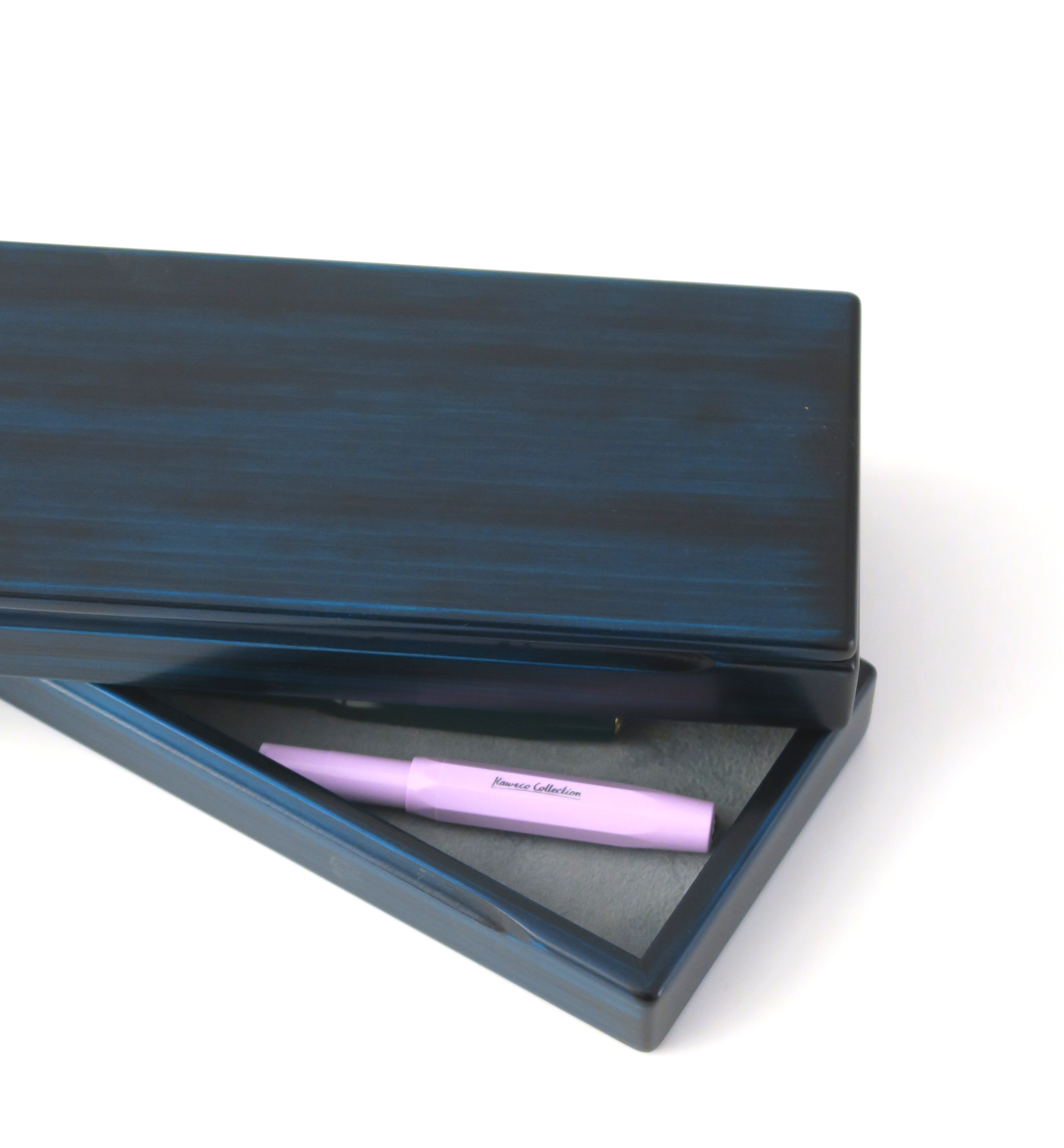 万年筆ケースヒノキブルー [万年筆などの筆記具整頓,2段重ね,木の