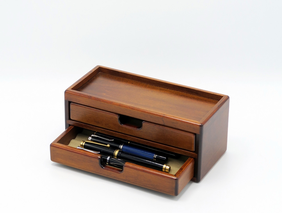 万年筆箱8 [8本入れ,引出し2段,ペン皿]