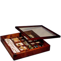 ウォッチボックス [腕時計,4個入れ,枕,布貼り,透明蓋]