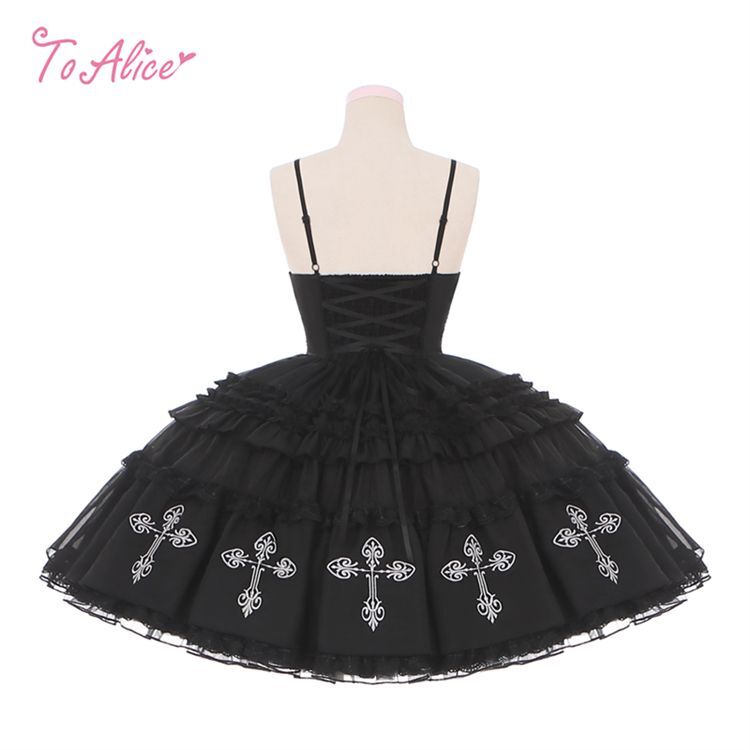 BlackShamrock】F1ブラックコルセットクロス刺繍ドレス - To Alice