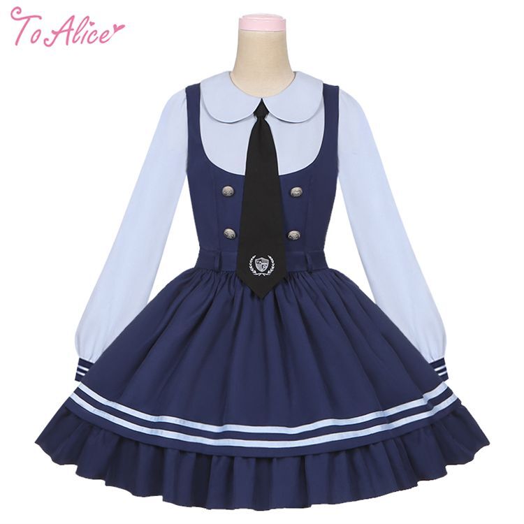 ToAlice】C8090レイヤード風長袖ポリスワンピース - To Alice