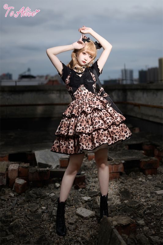 ToAlice】L999ハートレオパードティアードジャンパースカート【50％OFF