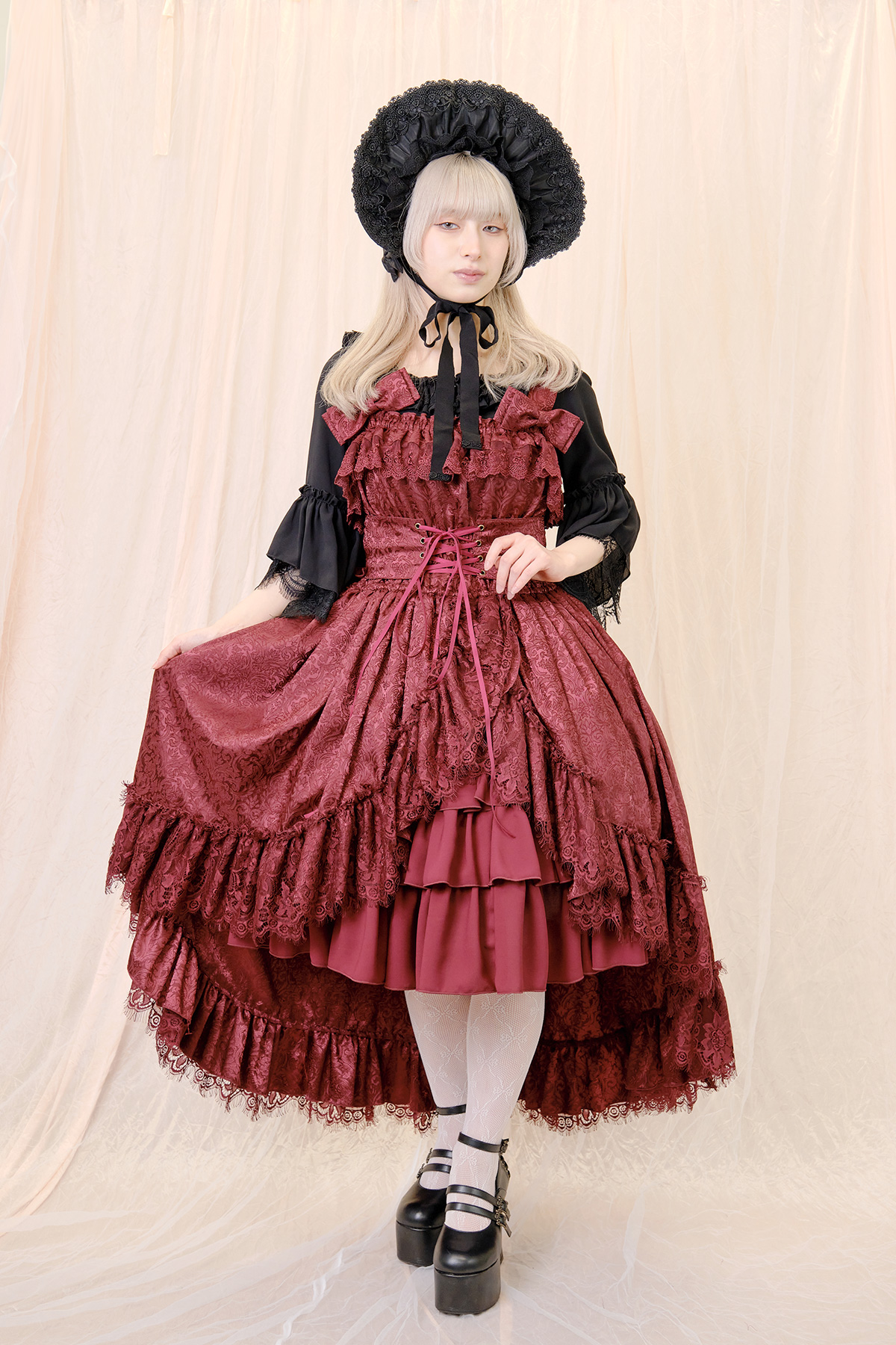 Mystique Jacquard Jumper Skirt (ボルドー)｜東京ロリィタ-TOKYO