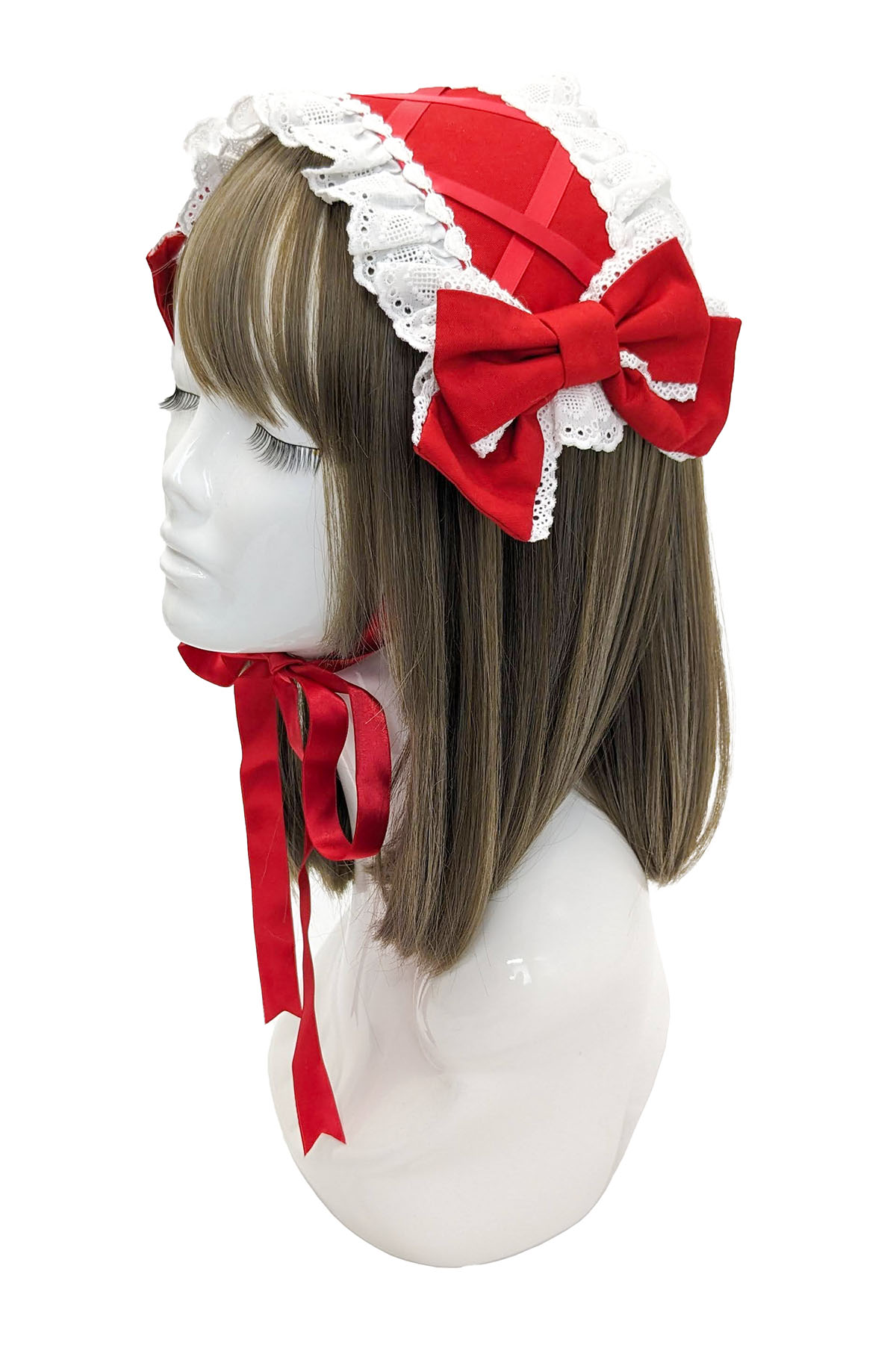 おめかしリボンヘッドドレス 赤×白｜東京ロリィタ-TOKYO LOLITA