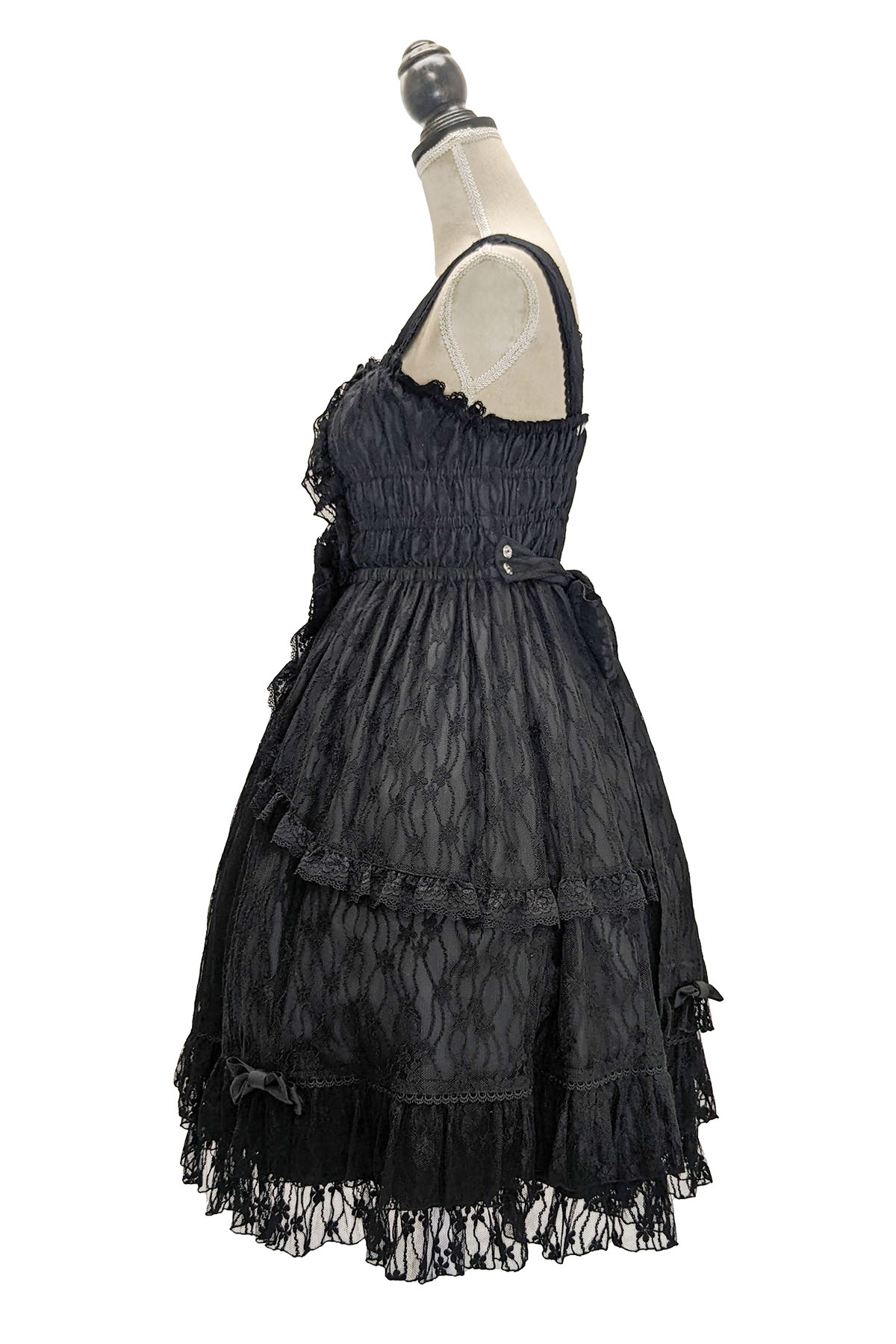 総レースシャーリングジャンパースカート 黒｜東京ロリィタ-TOKYO
