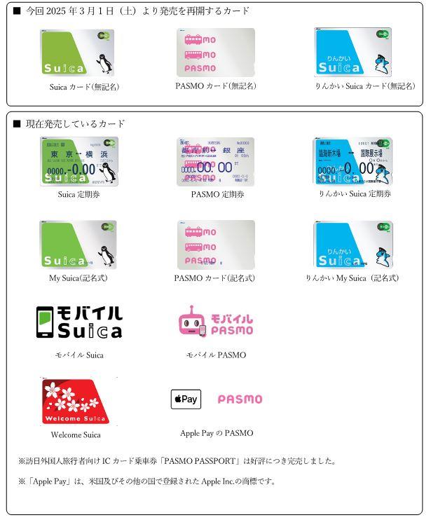 無記名の「Suica」・「PASMO」カード発売の再開に関するお知らせ｜東京