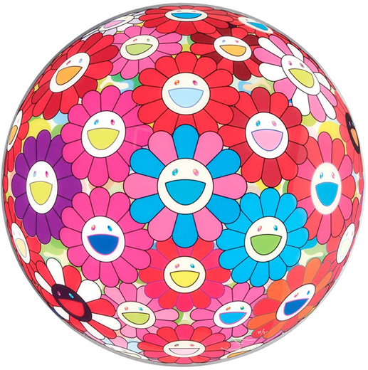 フラワーボール(3D) ブルー、レッドFlowerball (3D) Blue, red|村上隆