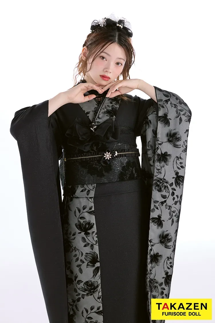 シンプルでかっこいいヴィンテージスタイルの成人式のレンタル振袖