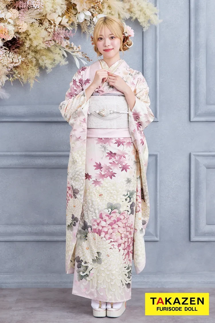 格安お得！華徒然×吉木千沙都ブランド振袖 ピンク/淡い色 乱菊柄 清楚