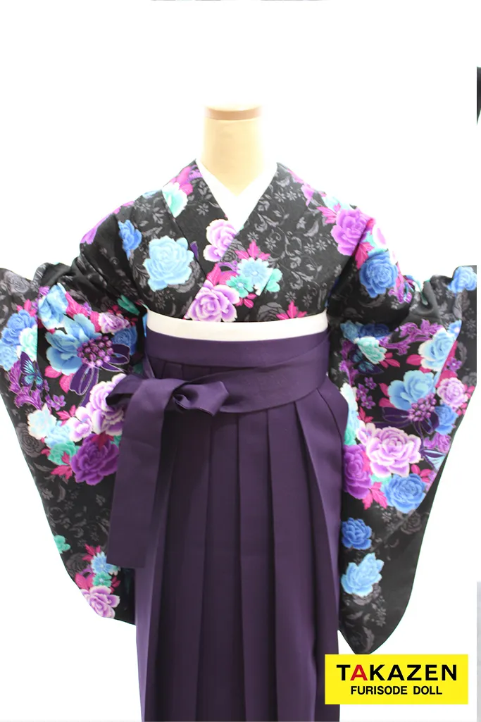 激安地雷系 黒/紫 薔薇柄 モード かっこいい お得 プチプラ【通販可