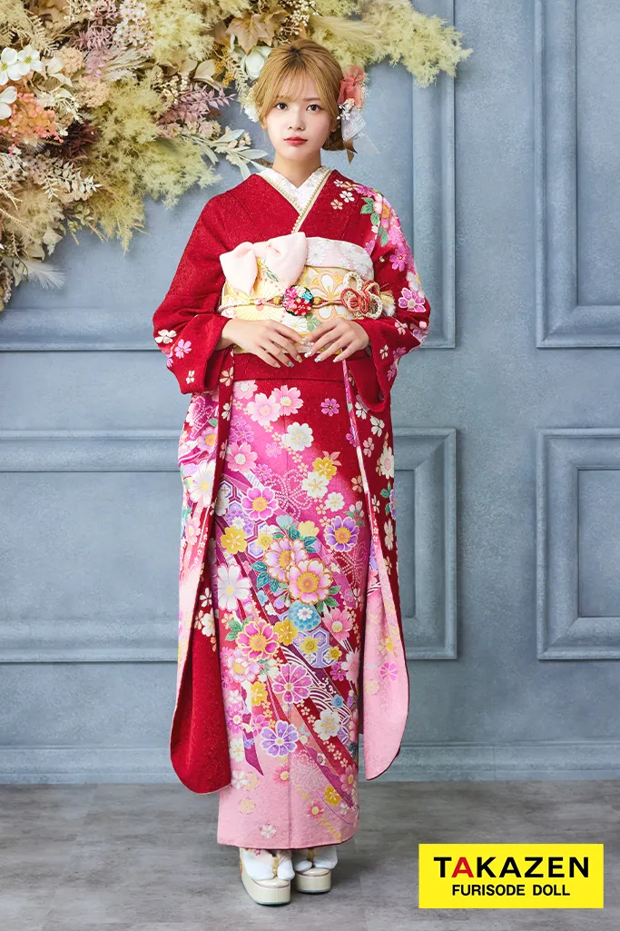 安い！王道正統派古典 赤/ピンク 桜柄 柄小さめ 上品 清楚 かわいい