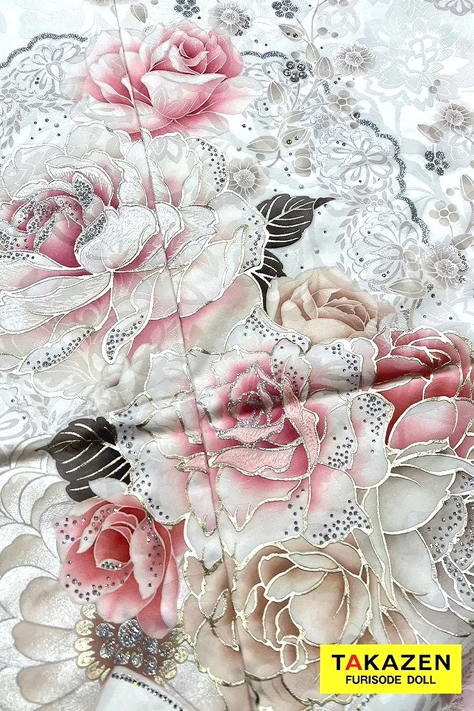 ヘップバーンコスメカラー 白/ピンク 薔薇柄 一番かわいい