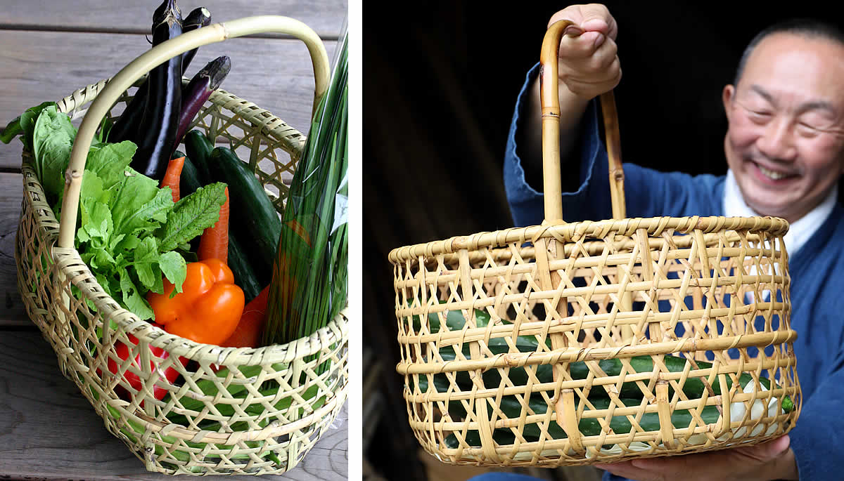 根曲竹お買い物かご （りんご籠） | 虎斑竹専門店 竹虎