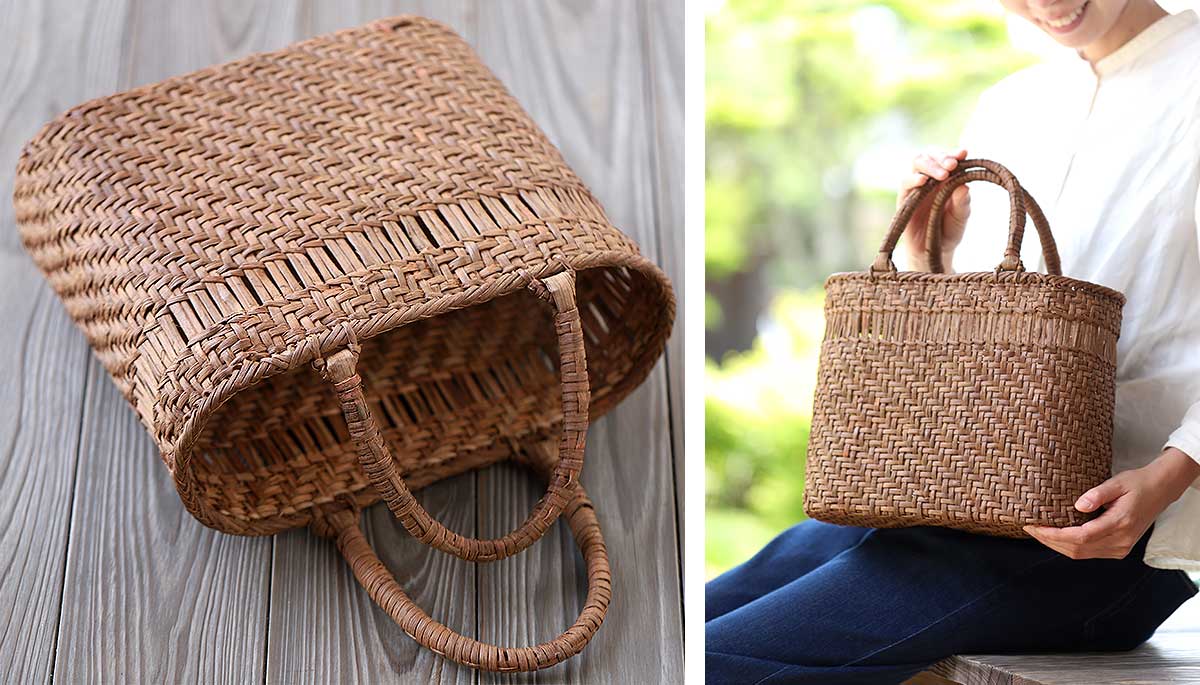 国産】山ぶどう上窓楕円手提げ籠バッグ | 虎斑竹専門店 竹虎