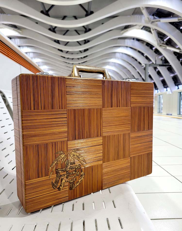 竹ヒゴ市松アタッシュケース（虎竹ハンドル）| 虎斑竹専門店 竹虎