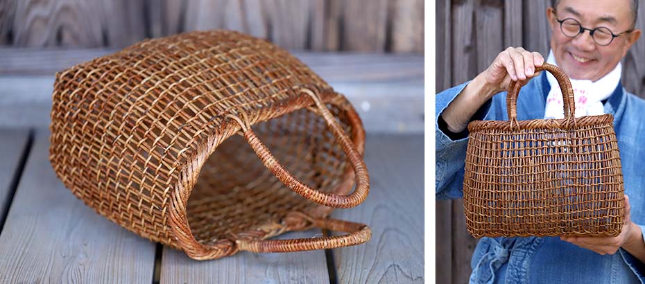 あけびこだし編み手提げ籠バッグ| 虎斑竹専門店 竹虎