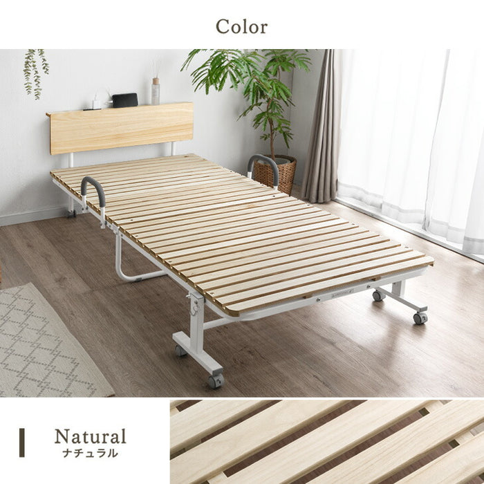 宮付き 折りたたみベッド 2口コンセント付 耐荷重300kg コンパクト 桐