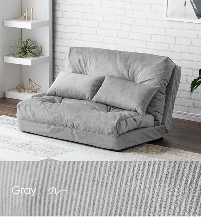 2人掛け 幅90cm 3wayソファベッド 14段階リクライニング コーデュロイ