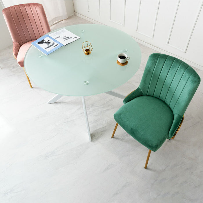 2脚セット] ダイニングチェア くすみカラー ベロア調 金脚 ゴールド脚