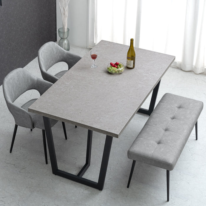 幅140］ダイニングテーブルセット 4点セット 石目調 4人掛け 北欧