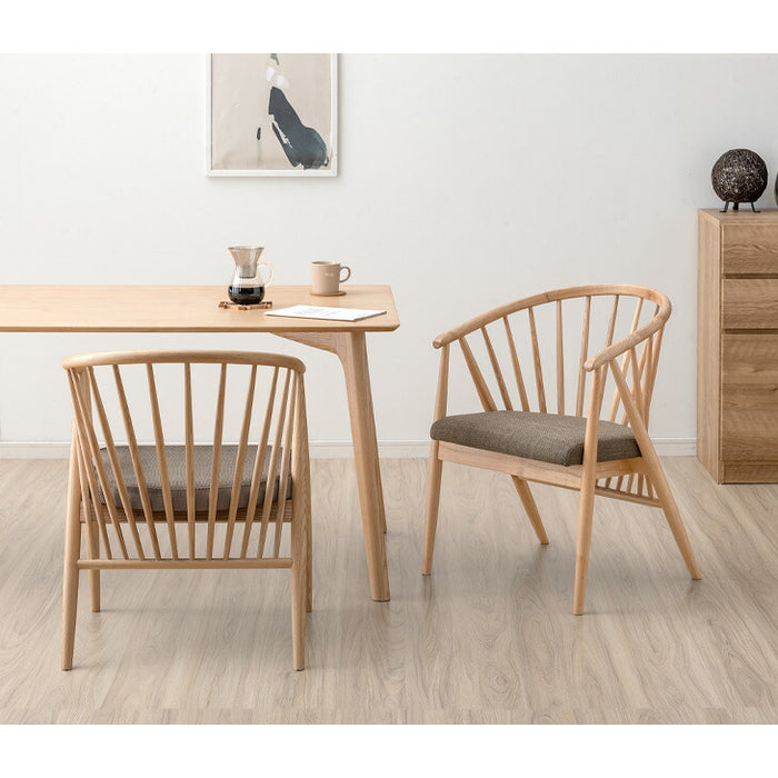 単脚］和モダン ダイニングチェア 単品 完成品 アッシュ 無垢材 肘付き