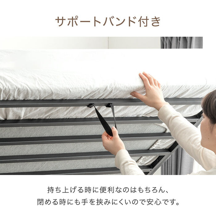 ダブル］跳ね上げ収納ベッド 大容量 2コンセント ガス圧 跳ね上げ式