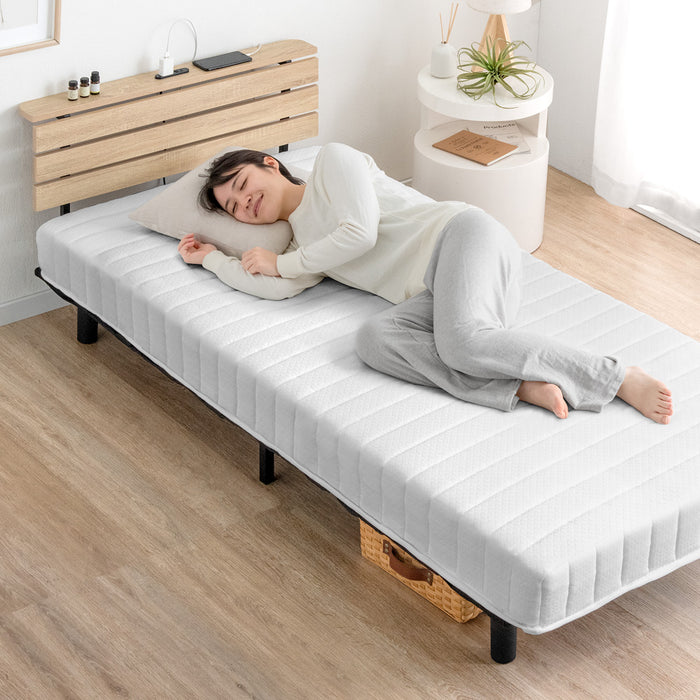 シングル］宮棚＆2口コンセント 脚付きマットレス ボンネルコイル エコ