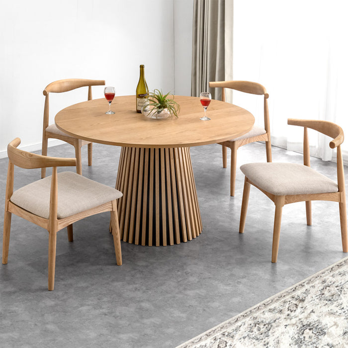 幅120cm］円形ダイニングテーブルセット 5点セット 4人掛け 木製 格子