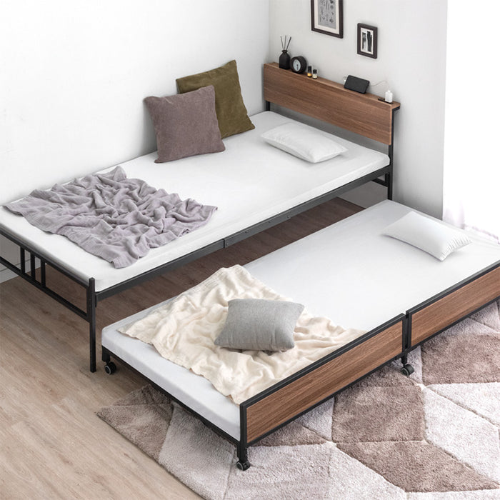 親子ベッド キング シングル 対応 木目調 省スペース スライドベッド 2