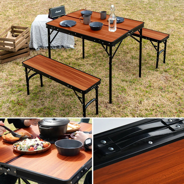 アウトドアテーブル セット 折りたたみ 幅90cm ベンチ 2脚 3点セット