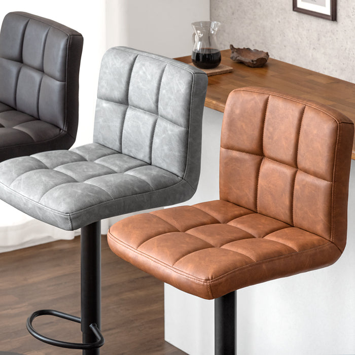 2脚セット］ ヴィンテージ調 カウンターチェア 背もたれ付き 昇降 回転