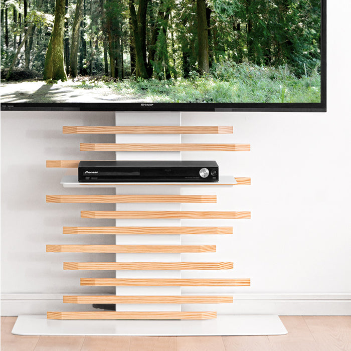 32～ 65インチ対応] 無段階ガス昇降 天然木 テレビスタンド 上下/左右