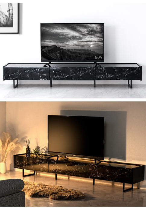 幅240cm ガラストップ 大理石調 テレビ台 国産 完成品 鏡面 マーブル柄