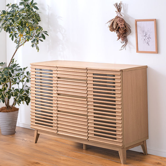 幅120cm］天然木 サイドボード 完成品 キャビネット 木製 北欧【超大型