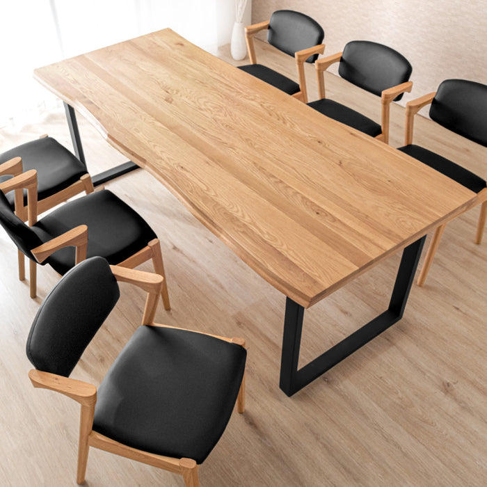 幅200］6人掛け ダイニングテーブル7点セット オーク無垢 チェア6脚