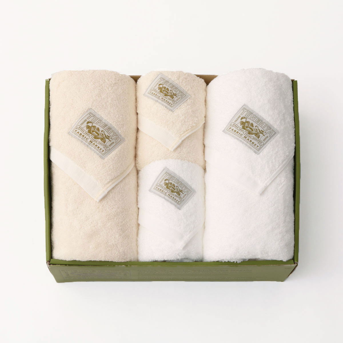 超甘撚りバスタオルロング2枚・フェイスタオル2枚セット(生成