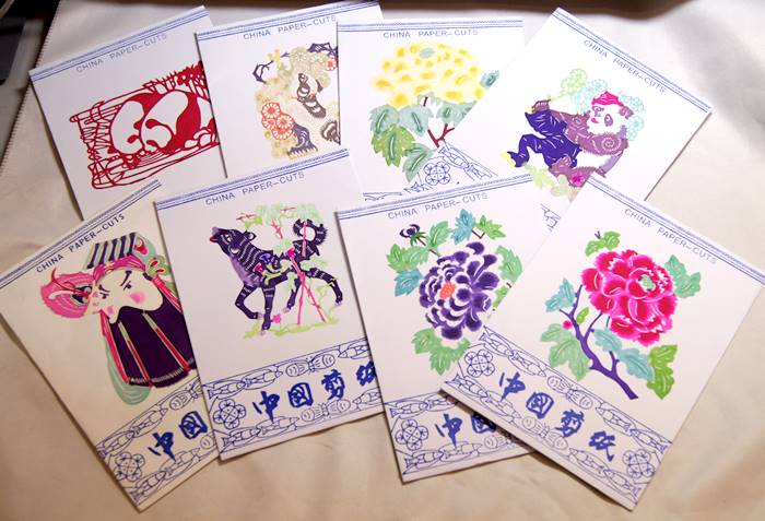 中国伝統芸能 中国剪紙 （切り紙） 10枚入り1セット→絵柄種類アソート