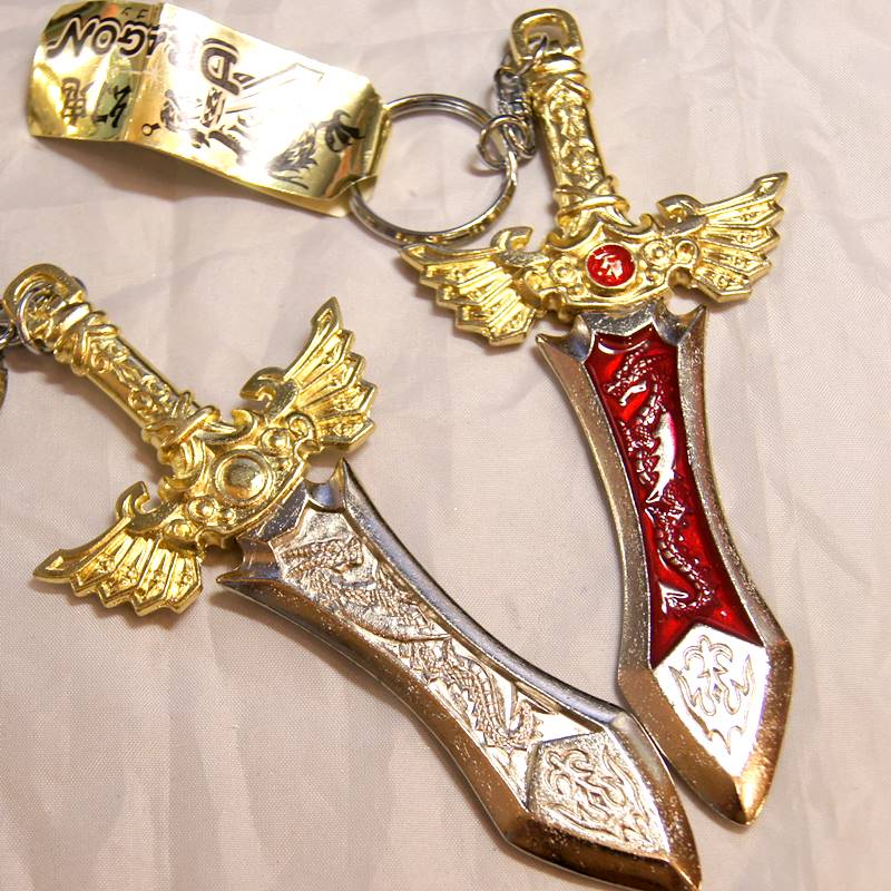 幻鬼・日本製 メタル製 ドラゴンソード 龍剣 キーホルダー レッド