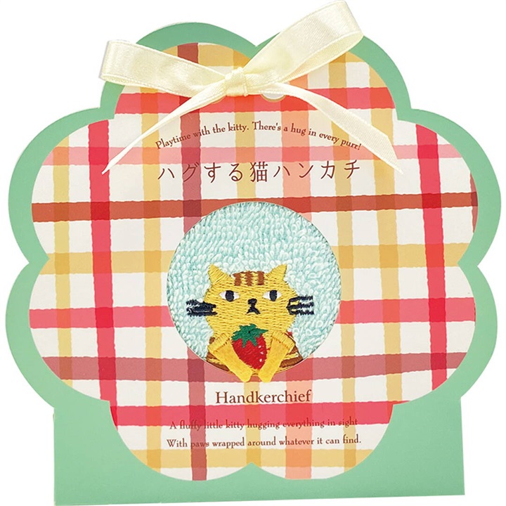 HUGする猫ハンカチ｜テントテンマーケット｜仕入れが楽しくなる事業者