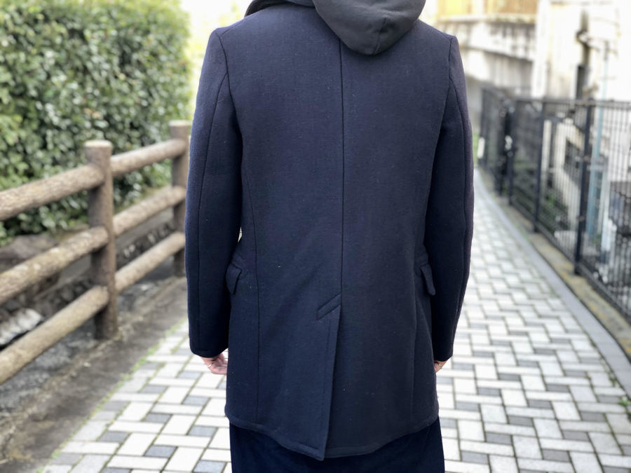 14AW ラグスマックレガー 10ボタン ロングPコート 黒 S Rags McGREGOR