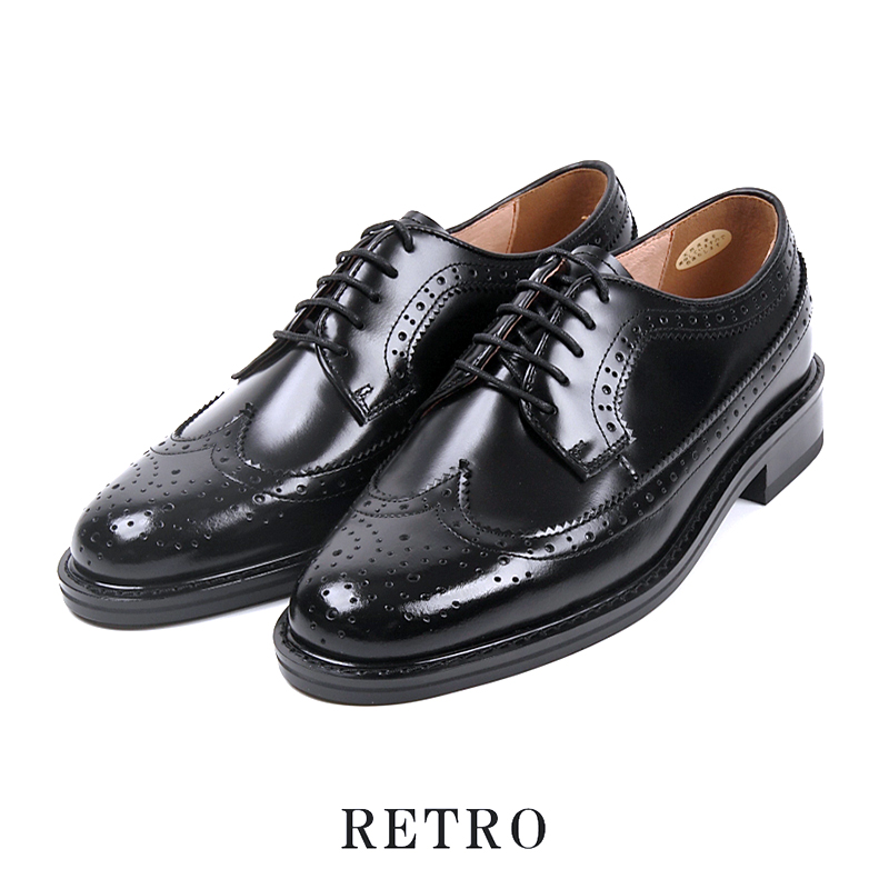 日本製 本革 外羽根 ウィングチップ パーフォレーション メダリオン 3E