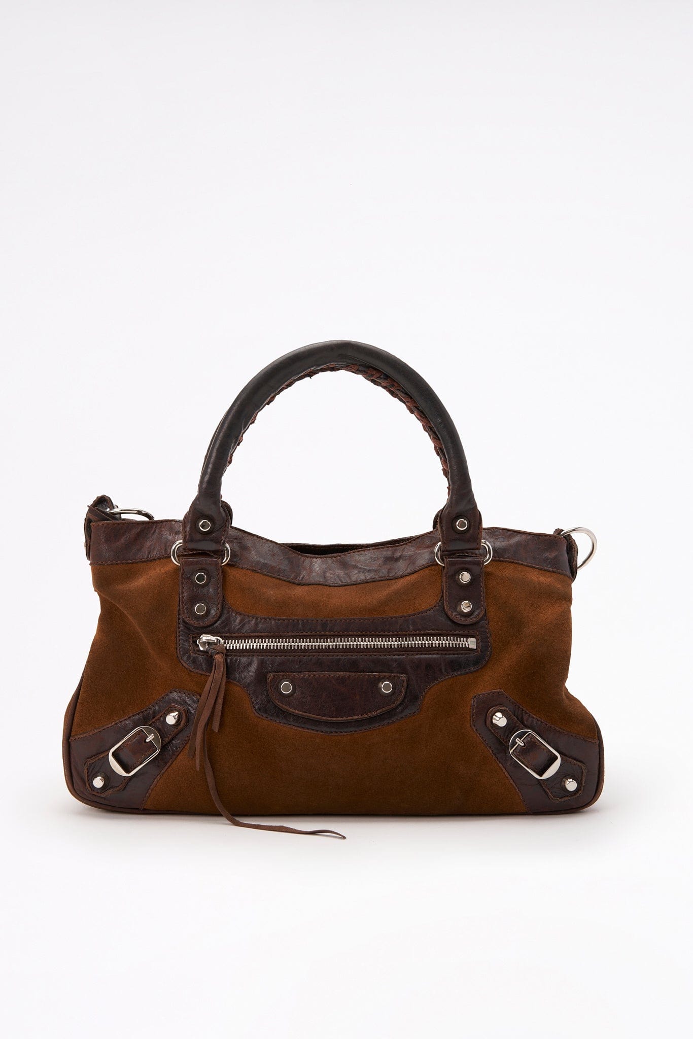 Balenciaga Brown Suede and Brown Leather First City Bag – The Hosta