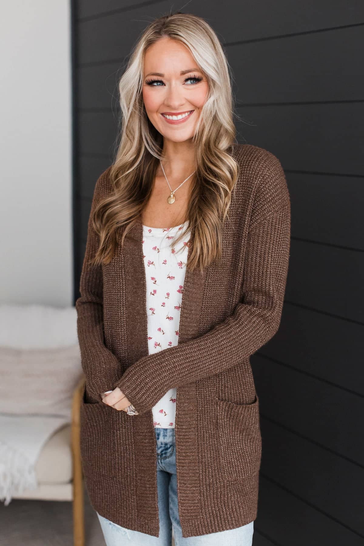 Take Me Places Knit Cardigan- Brown