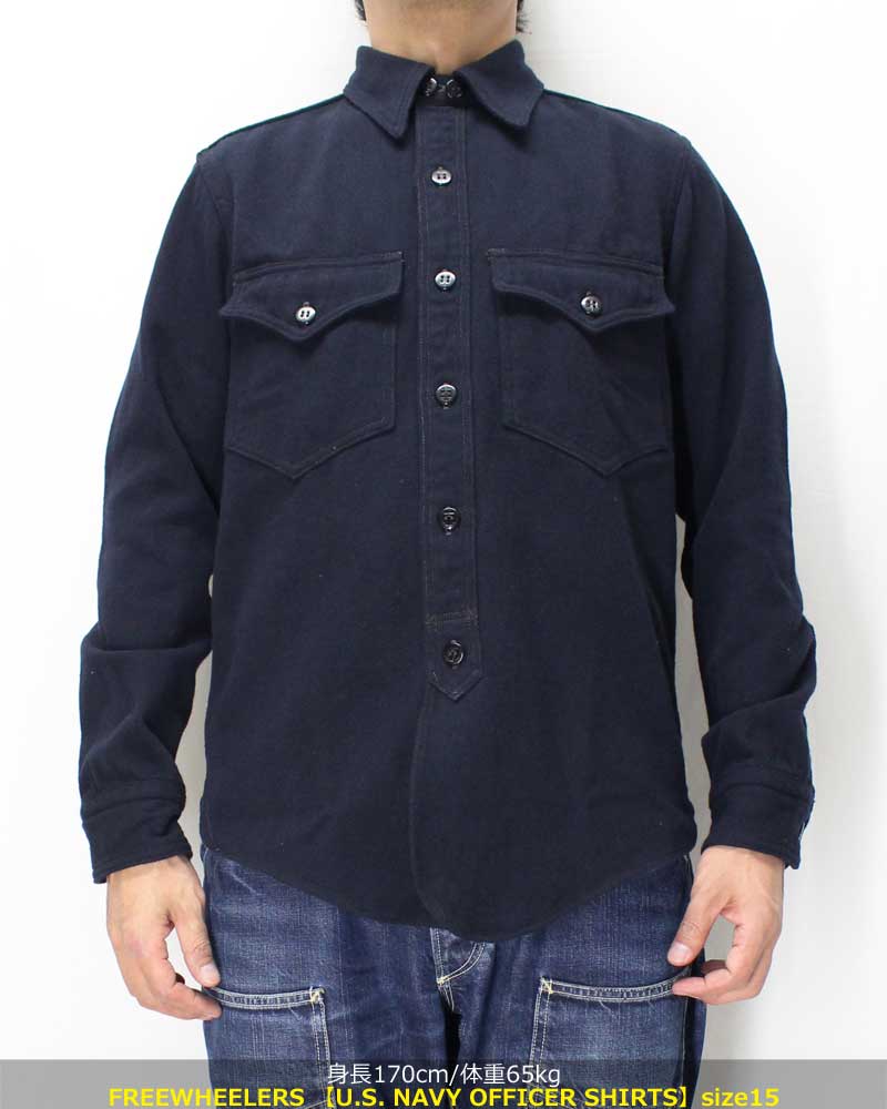 フリーホイーラーズ 【US NAVY オフィサーシャツ ＜ネイビー コットン