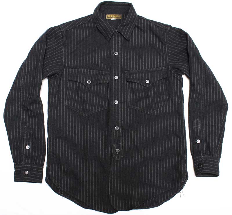 フリーホイーラーズ 【US NAVY オフィサーシャツ ＜ブラック x グレー