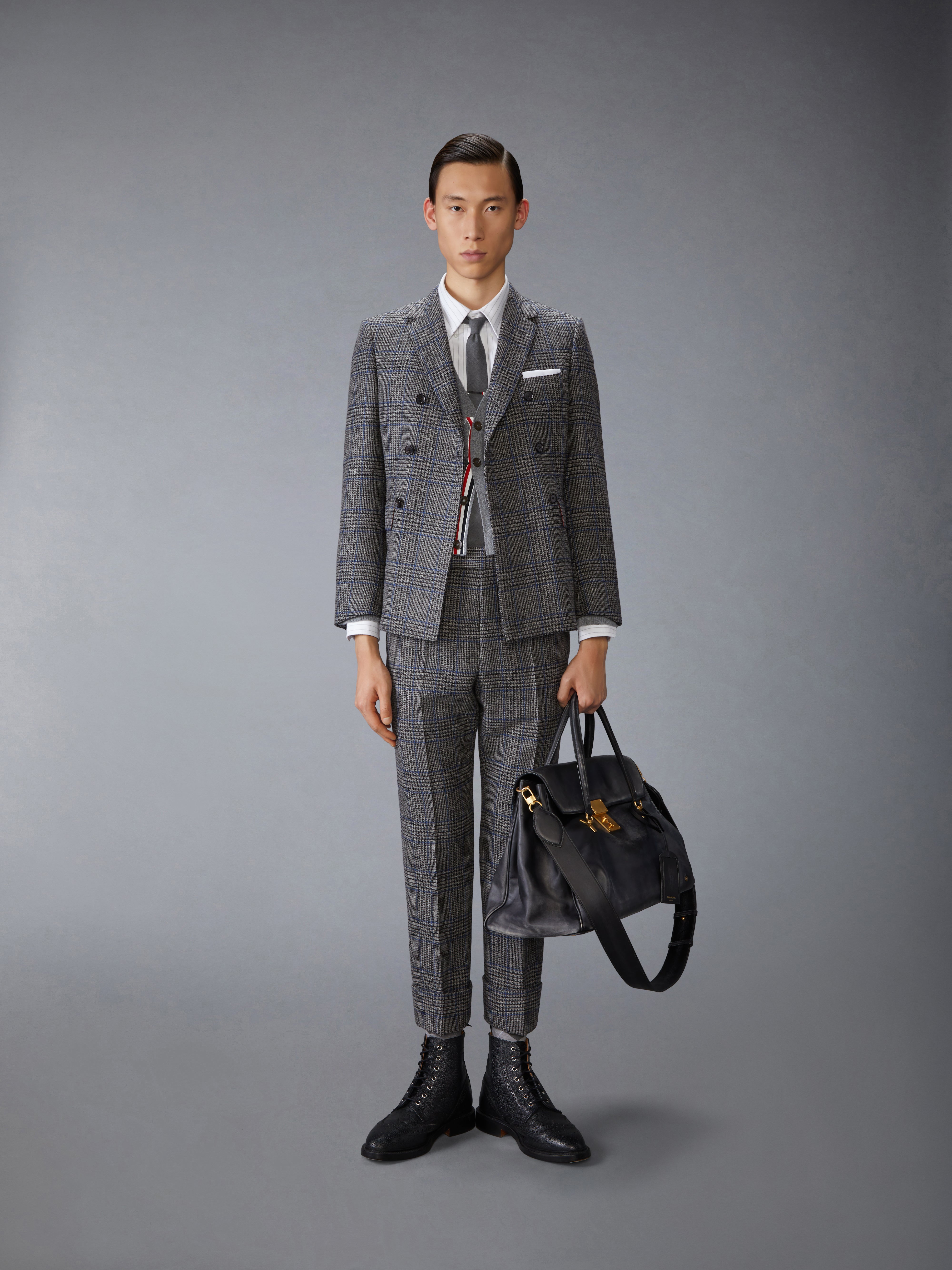 Argyle Intarsia Cashmere V Neck Cardigan | Thom Browne