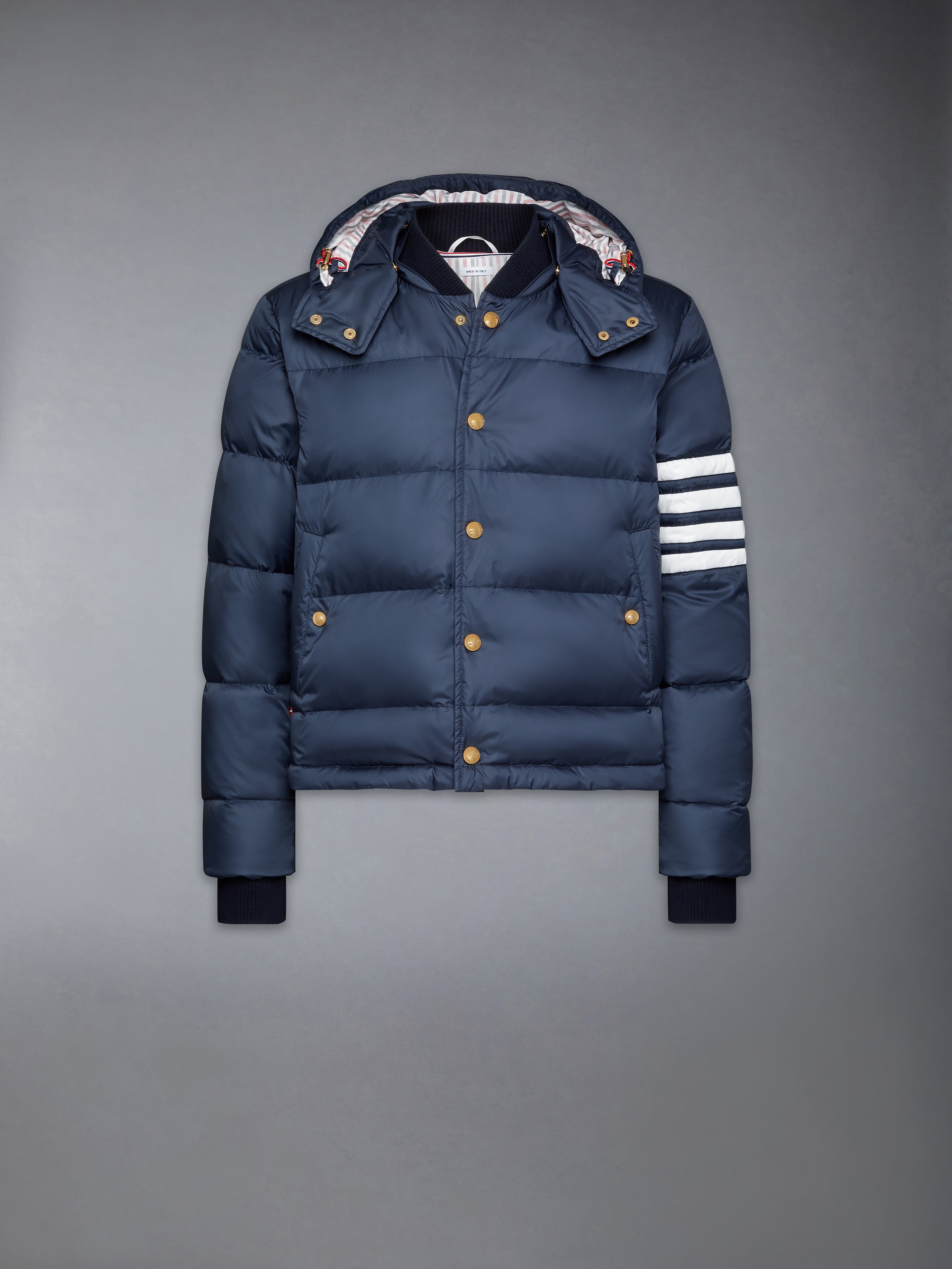 Matte Nylon 4-Bar Down Filled Bomber | Thom Browne